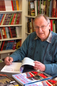 Peter Nash signing copies of his book, Push Once, 21/03/2013 at MDS Book Sales store in Glossop